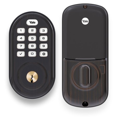 Assure Lock Push Button Deadbolt with ZigBee US10BP Oil Rubbed Bronze Permanent Finish -  YALE REAL LIVING, YRD216HA210BP
